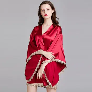 

Pajamas Women Sexy Sleepwear Silk Bathrobe Nightgown Home Suit Night Underwear Pijama Mujer Bielizna Nocna Quick Spot Delivery