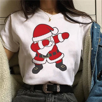 

New Kawaii Reindeer T Shirt Women Fashion Christmas Harajuku Short Sleeve T-shirt White Suitable All Seasons Tshirt Tops Clothes