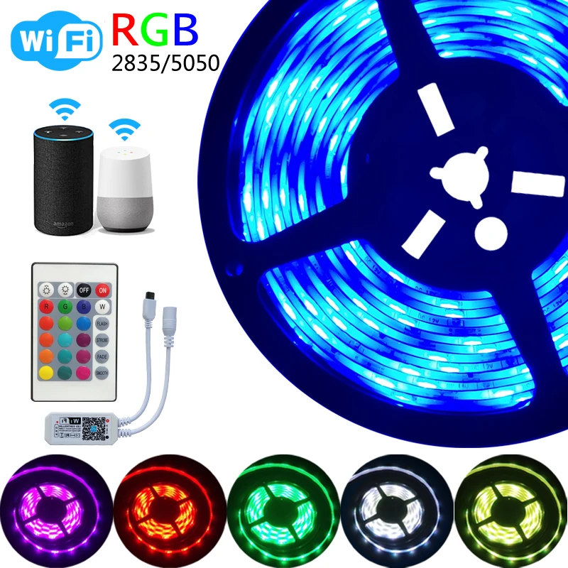 Светодиодная лента RGB с пультом дистанционного управления Wi Fi 5050 2835 12 В гибкая