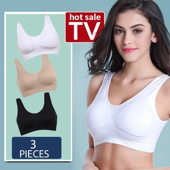 3PCS lot Sports Bra Women #039 s Intimates With Pads Plus Size Bras For Women Active Brassiere Push Up Big Size Vest Wireless BH 5XL tanie i dobre opinie RUNNING CN(Origin) COTTON none 95632 Breathable Padded seamless One-piece molding