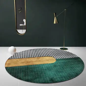 

Fashion Light Luxury Dark Green Stitching Living Room Bedroom Hanging Basket Chair Round Floor Mat Carpet Customization