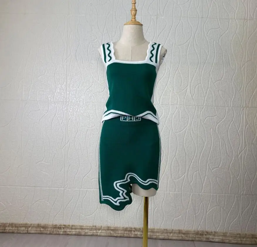 Asymmetrical Wavy Hem Knit Top Skirt