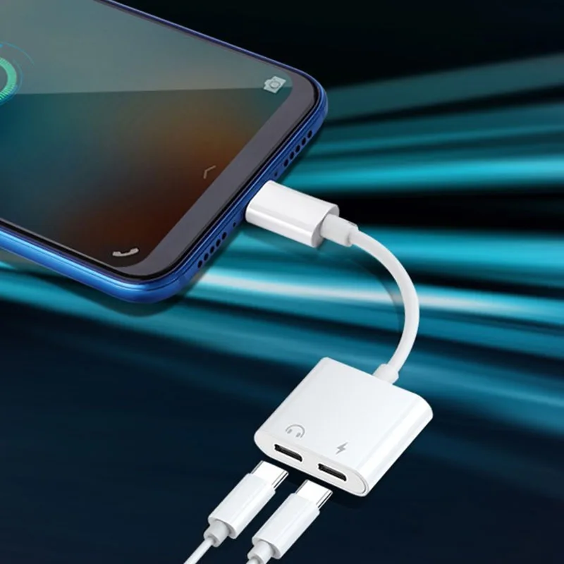 2 in 1 Type C to 3 5mm Charger Audio Adapter Headphone Jack Portable USB Cable UY8