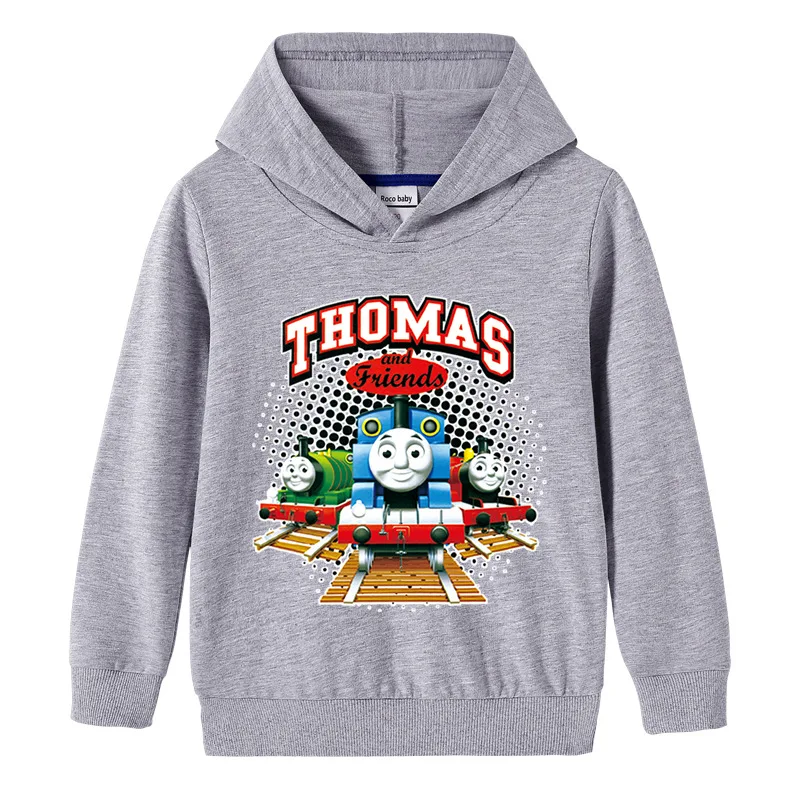 Kids Sweater Thomas and Friends Cartoon Boys Pure Cotton Hooded Pullover Tops