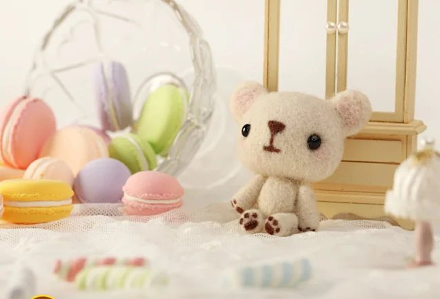 Milk bear cartoon animal set wool needlepoint kit felt needle felting decoration craft needlecraft DIY handmade | Дом и сад