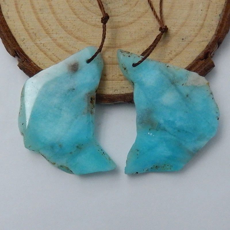 

Natural Stone Earring Nugget Amazonite Earrings beads,30x23x3mm,8.4g Fashion Jewelry Women Earrings Accessories