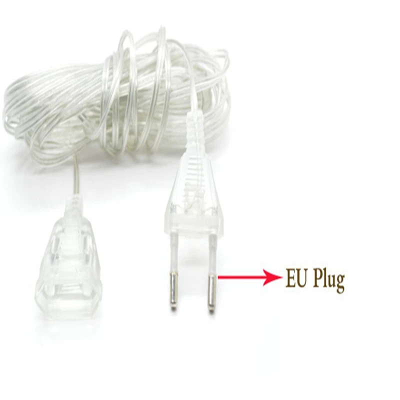 EU PLUG 3M удлинитель провода кабель ЕС/США вилка 110 В/220 В для занавеса Сосулька Светодиодный гирлянды сказочные огни Свадебная вечеринка Рождество украшения - Испускаемый цвет: EU PLUG