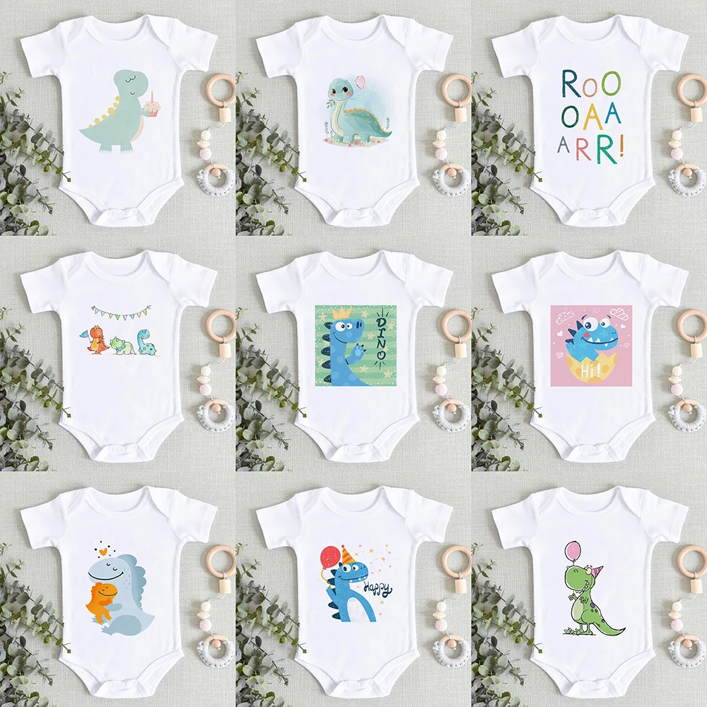 

Kawaii Gym Bodysuit Infant 0-24M One-Pieces Dinosaur Newborn Toddler Summer Harajuku Casual Baby Boy Girl Ropa De Debe Niña