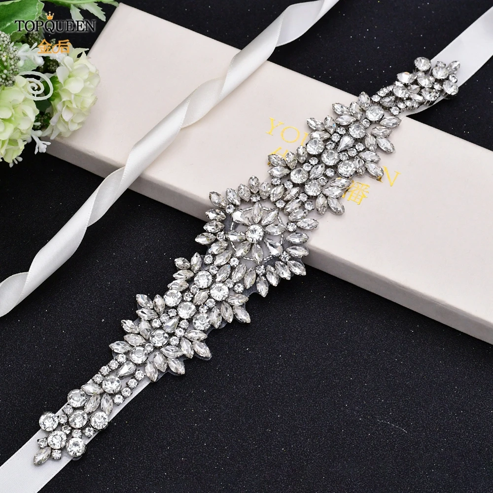 TOPQUEEN S319 Rhinestones Wedding Belts Wedding Sashes Crystal Bridal Belts Decorative Belt with Stones Jeweled Satin Ribbons TOPQUEEN S319 Rhinestones Wedding Belts Wedding Sashes Crystal Bridal Belts Decorative Belt with Stones Jeweled Satin Ribbons