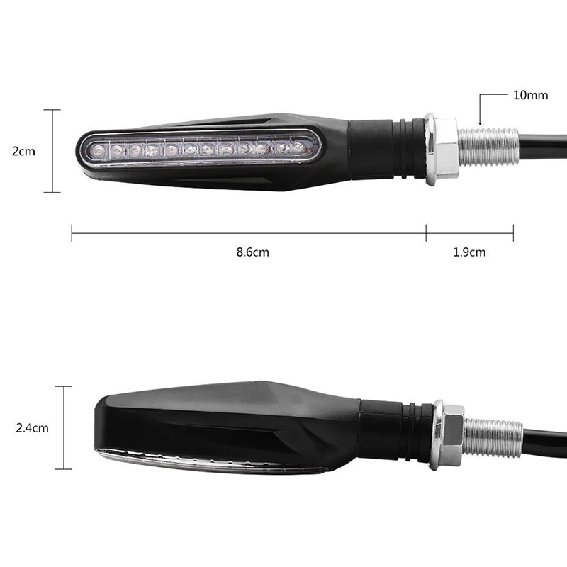 

Universal Flowing Motorcycle Motorbike 12-LED Turn Signal Indicator Light Amber