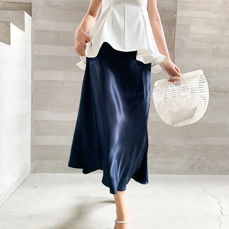 Hoogwaardige Glossy Acetaat Satijn Fishtail Rok Vrouwen Hoge Taille Trompet Rok Shiny Royalblue Party Midi Rokken Femme Faldas Hoogwaardige Glossy Acetaat Satijn Fishtail Rok Vrouwen Hoge Taille Trompet Rok Shiny Royalblue Party Midi Rokken Femme Faldas