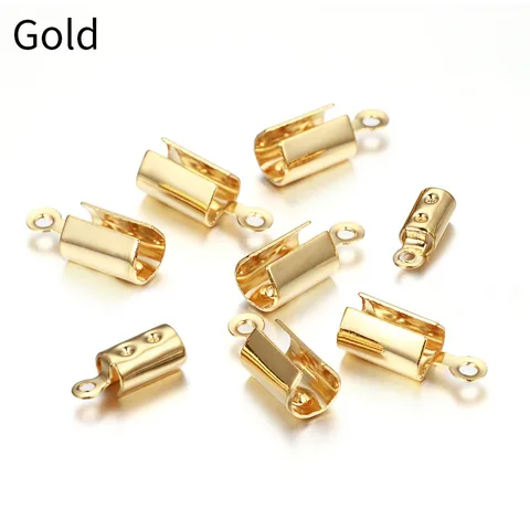 Stainless Steel Cove Clasps Crimp End Beads Caps Leather Rope Clip Tip Fold Bracelet Cords Connectors for Jewelry Making