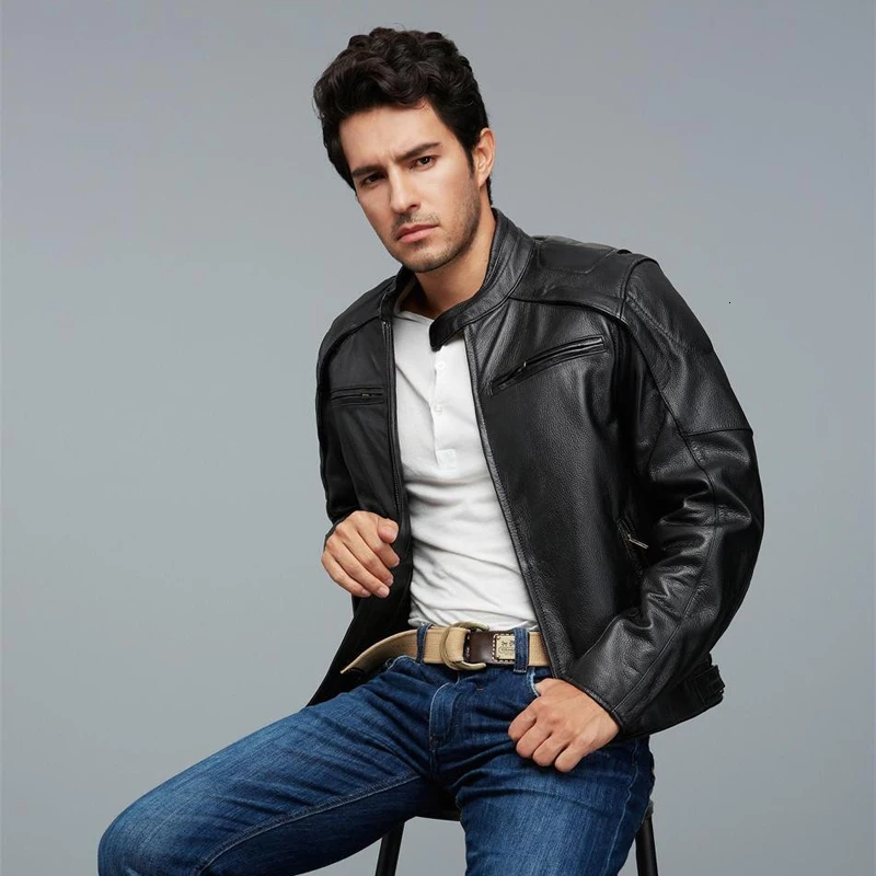 

Black cowskin motorcycle jacket Noctilucent skulls pattern genuine leather jackets and coats men biker jackets pretetive