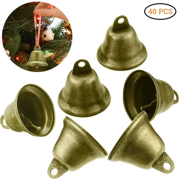 

40 Pcs Christmas Bronze Jingle Bells Christmas Bell For Dog Potty Training Wind Chime Making Crafts Xmas Decorations For Home