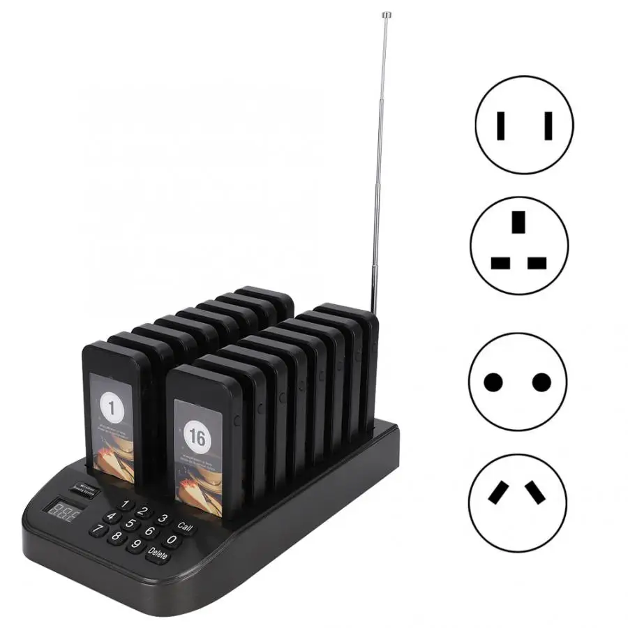 SU-66S Restaurant Pager Wireless Calling System 16 Channels Restaurant Pager Waiter With LED Light For Nursery Cafe wireless calling system