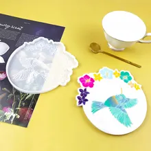 

DIY Hummingbird Coaster Crystal Epoxy Mold Mirror Decorative Resin Decorative Silicone Mold For Home Decoration