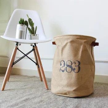 

Cotton Linen Storage Bucket Laundry Basket Hamper Foldable Japanese Style Simple Bedroom Household Items b