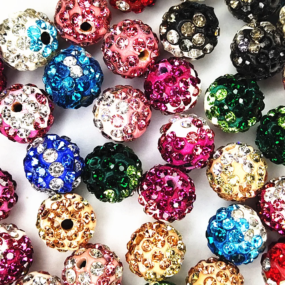 AAAA+Quality 10mm Mixed Colors Three Tone Clay Shamballaa Beads 2Holes Bracelet Pendant Jewelry Accessories DIY