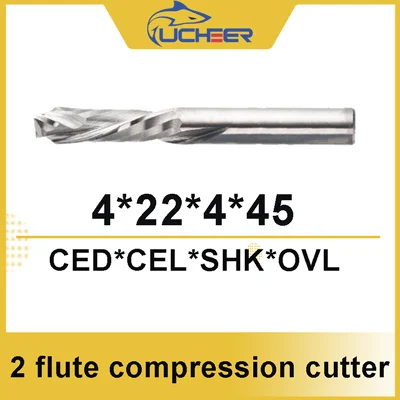 4d-22l UCHEER 2 флейты 3,175/4/5/6/8 мм сжатия фреза ЧПУ Инструмент для обработки МДФ зажим доска для деревообработки - Длина режущей кромки: 4d-22l