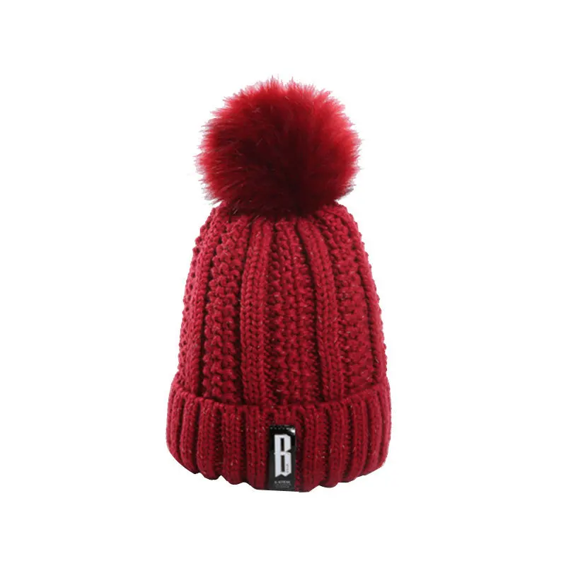 Korean fashion wool hat Knitted hat ladies autumn and winter wild cute hair ball cap thickening ear protection warm hat