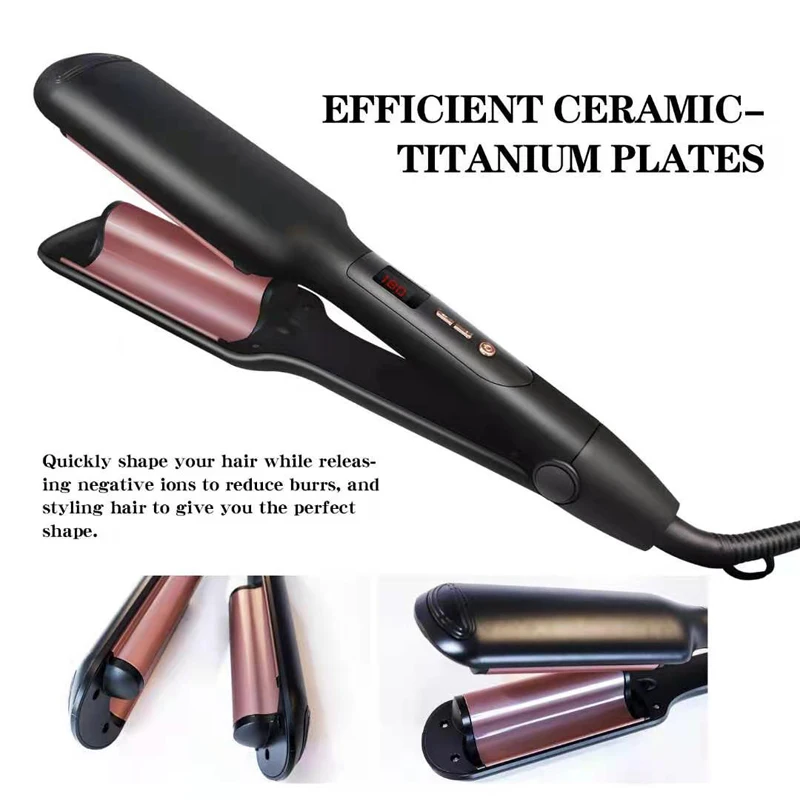 Electric Hair Curling Iron Hairdressing Ceramic Flat Iron Shape Curling Corn Splint Fluffy Liquid Crystal Display Wavy Hair Iron
