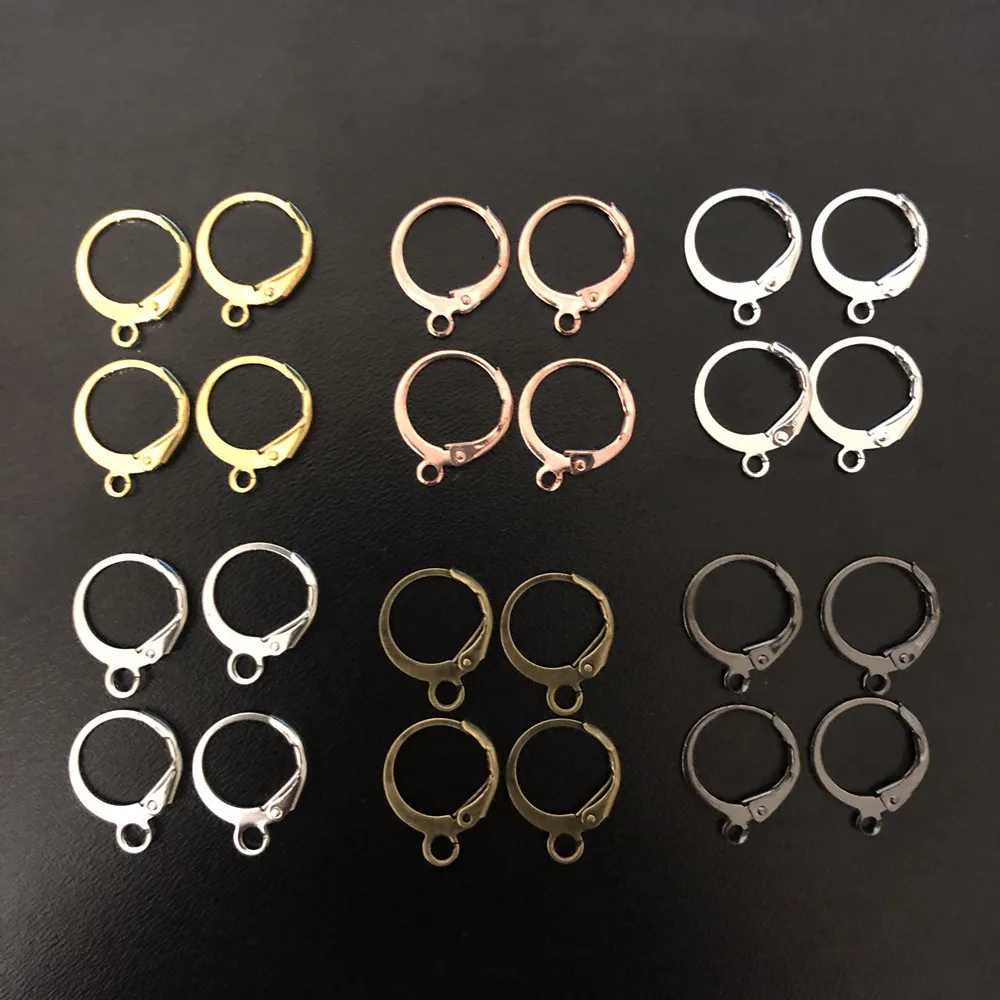 

20pcs/lot Gold France Lever Earring Hooks 14x12mm Wire Settings Base Earrings Hoops For Jewelry Making Finding Supplies