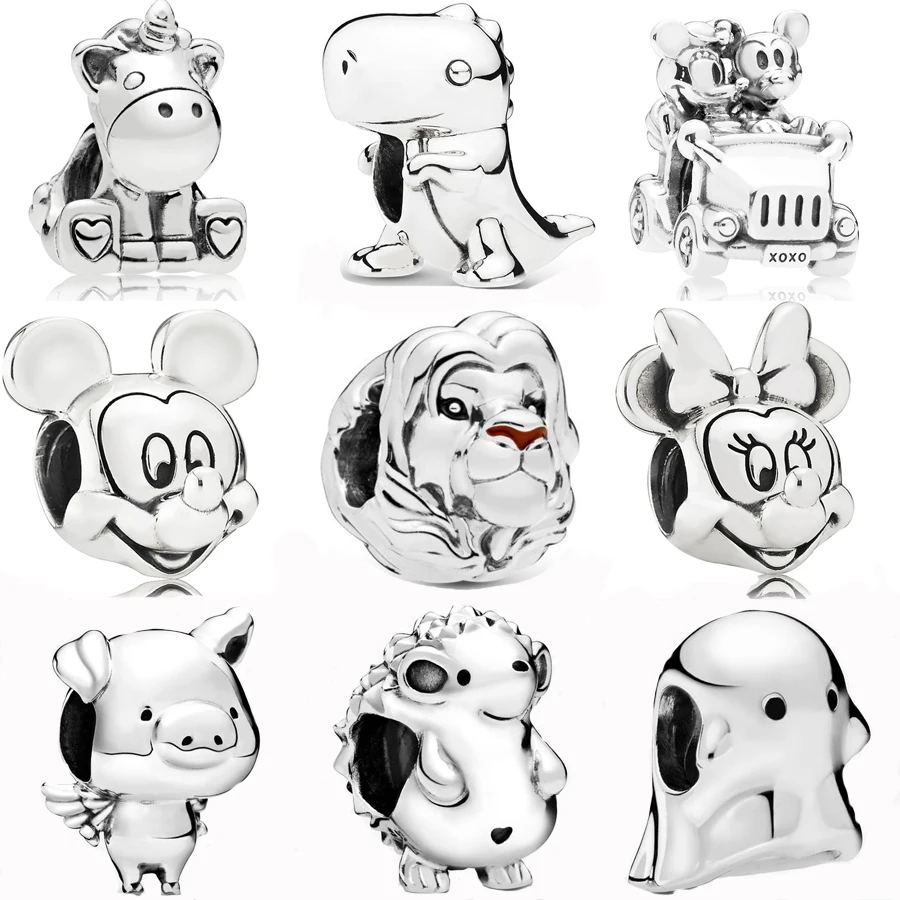 

Classic 925 Sterling Silver Mickey Unicorn Charm Fit pandora Bracelet Nino the Hedgehog Simba Charm Bead DIY Jewelry
