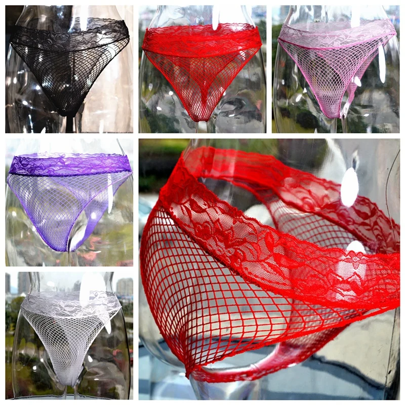 

Sexy Lace Women Fishnet Briefs Panties Sheer Mesh Low Waist Underwear Thong Hot CLL9242