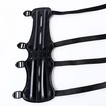 

Portable Four Holes Cowhide Arrow Outdoor Sports Bracers Arm Guard Protective Clothing Archery Field Armguard Bow Finger