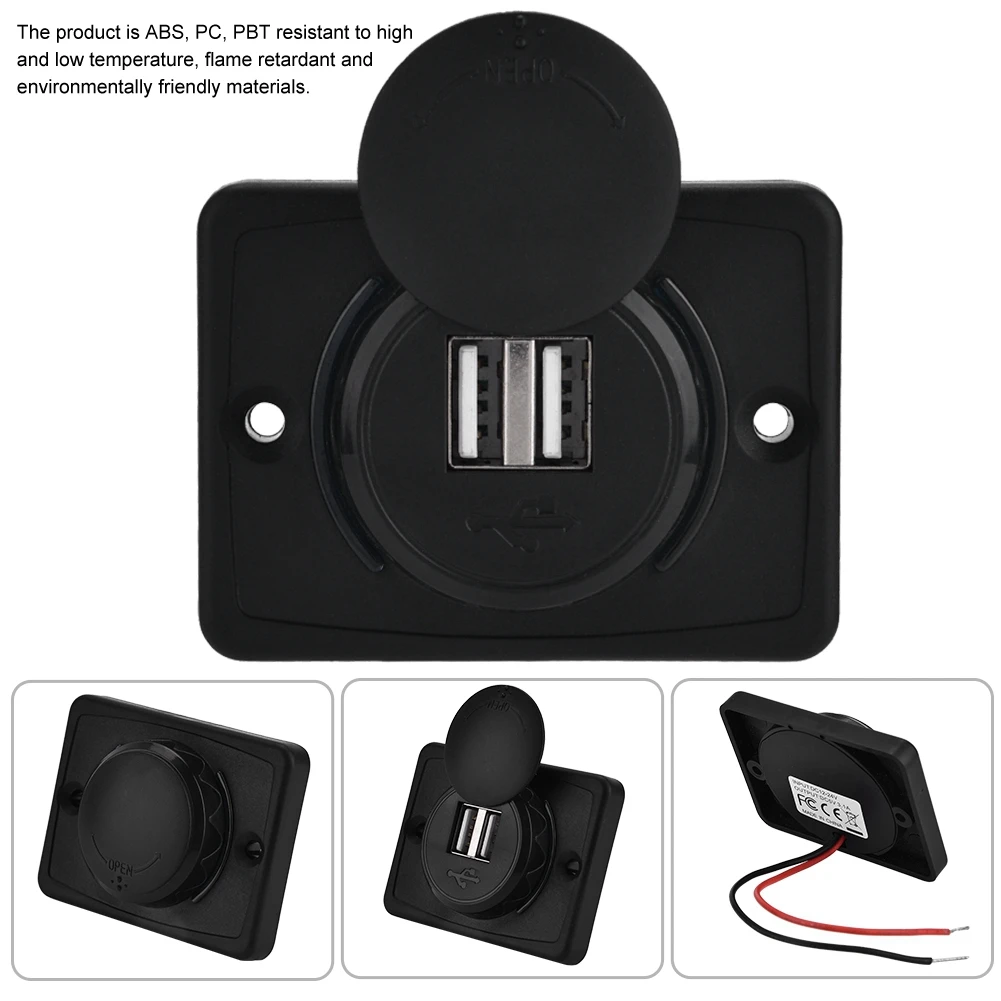 3.1A автомобильный двойной черный abs-пластик USB порт зарядное устройство розетка 12 В светодиодный водонепроницаемый автомобильный высококачественный запчасти