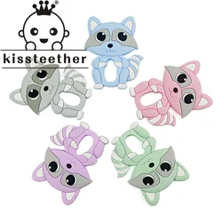 Kissteether Silicone Raccoon Teether Cartoon Pacifier Accessories Food Grade BPA Free For Baby Toys Safe Nursing DIY Toy Teether
