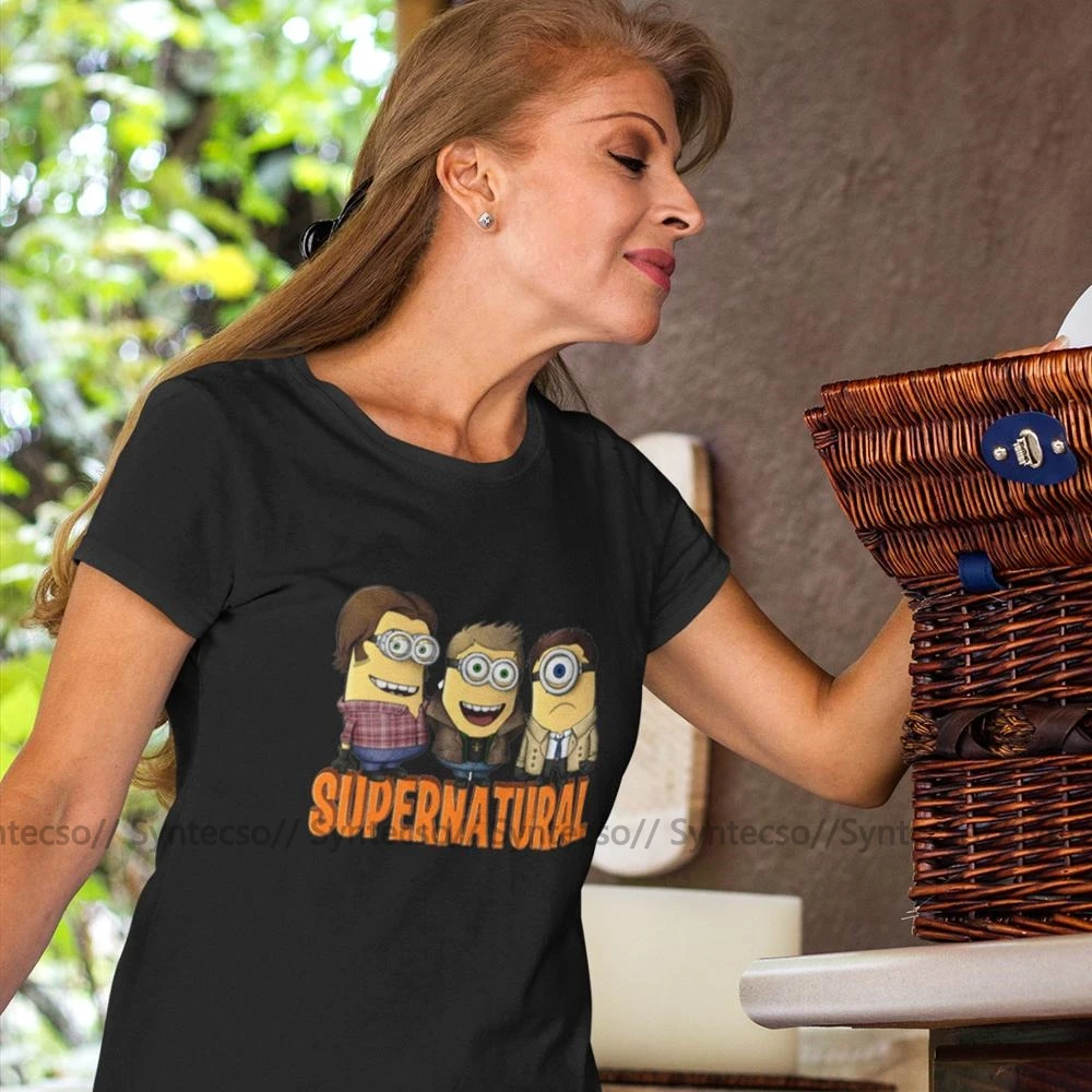 

Minion T-Shirt Supernatural Minion T Shirt Kawaii O Neck Women tshirt Pattern Oversized Short Sleeve Red Ladies Tee Shirt