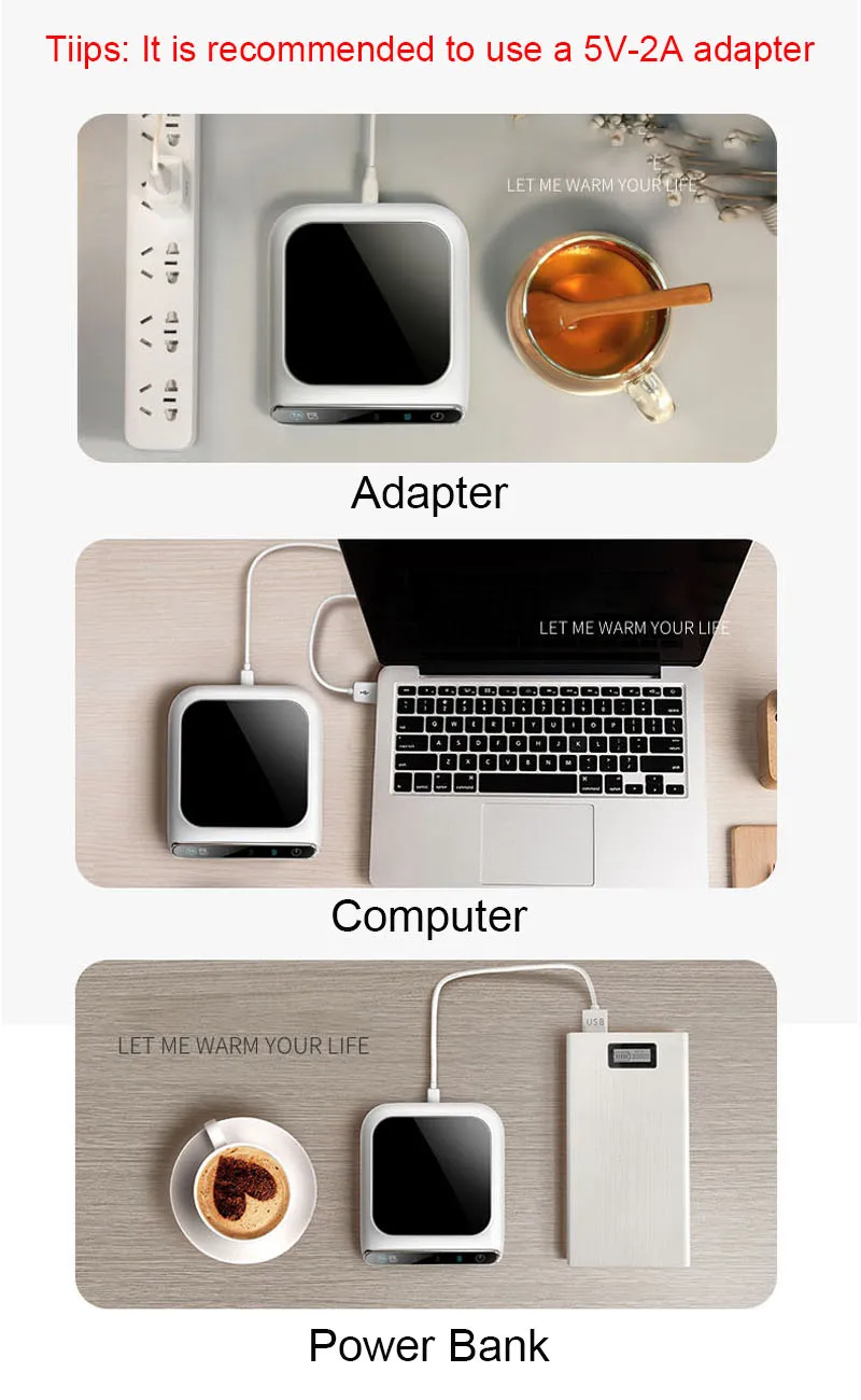 5V Cup Smart USB Heated Mug Coaster Cup Heater Taza Calienta Agua Thermostatic Mat Pad Oficina Hot Milk Coffee Warmer Pad