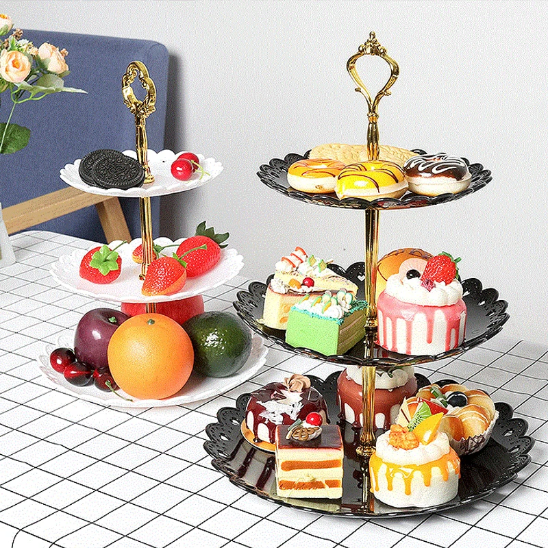 3-Tier Plastic Cupcake Stand Dessert Plates Strong and Steady hand-made Clear Tiered Cake Stand Wedding Cupcake Tower