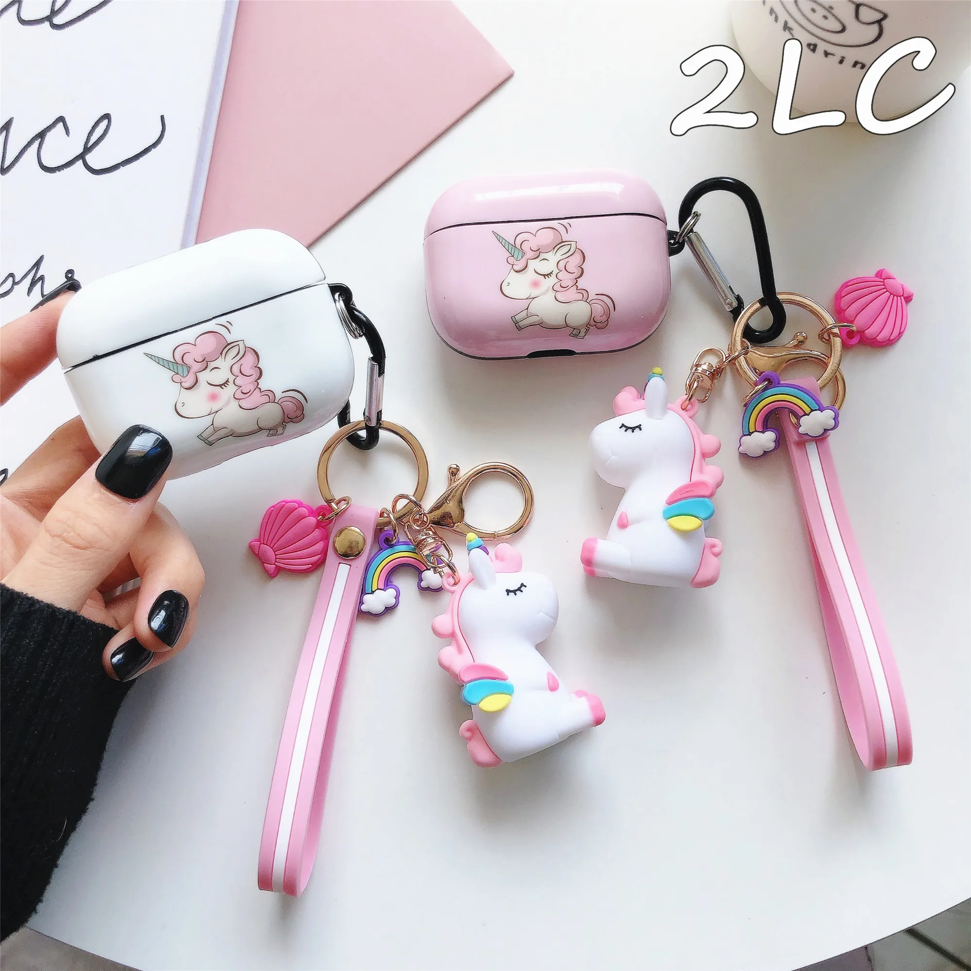 

INS Unicorn Earphone Case for Air Pods 1/2 Pro Hard PC Earpods Case for Airpods 2 Cover Protective Coque with Hanging Ornament