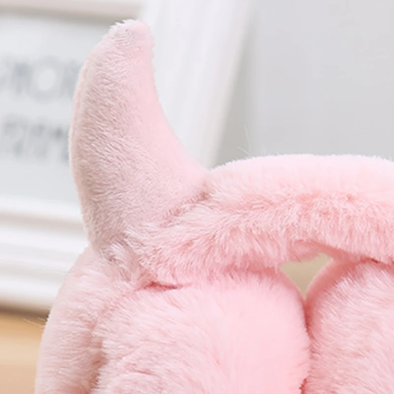 Women Soft Plush Earmuff with Horns Girls Cute Winter Adjustable Ear Muffs Female Foldable Outdoor Cycling Ski Ear Warmers warm earmuffs fur earmuffs