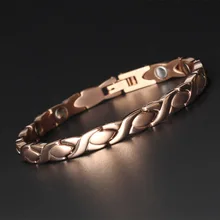 Магнитный Инфракрасный германий отрицательных ионов 4-в-1 исцеления Для женщин Браслеты розовое золото Нержавеющая сталь браслет с отслеживанием показателей здоровья женских украшений