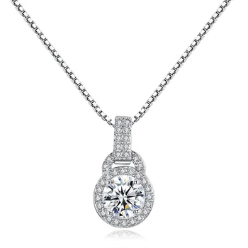 

Fashion Popular Female Round Zircon Pendant Necklace Simple Short Clavicle Chain Birthday Gift For Women With Box Chain