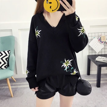 

2020 Spring Women Long Sleeve Knitted Off Shoulder Pullover Loose Sweater Korean Fashion Jumper Knitwear