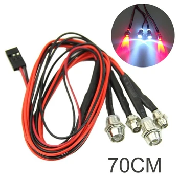 

White Headlamps Headlights & Rear Red Light Radio Receiver 4 LED Lights For RC Model Car DIY Model Car Lamp Parts