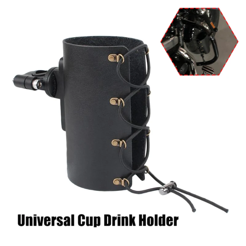 Universal Cup Drink Holder Leather Adjustable with 360°Swivel for Motorcycle Bicycle UTV 22-28mm Handlebar | Автомобили и