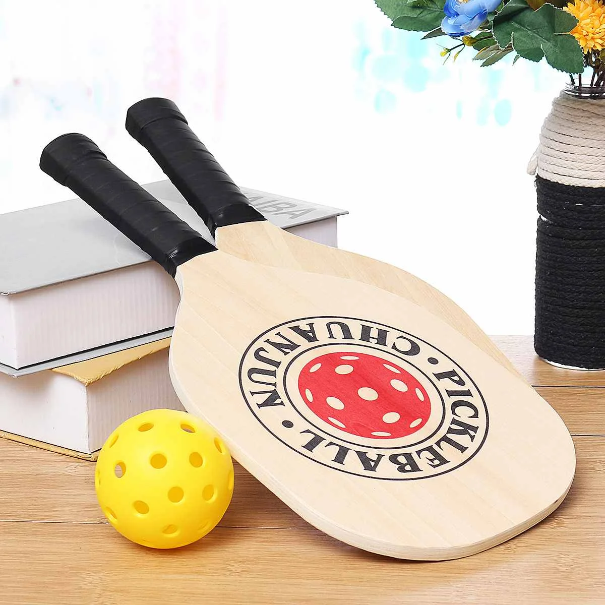 7 шт./компл. Pickleball Paddle Kit 1 высококачественные бамбуковые Нескользящие резинки Pickleball ракетки+ 4 picklebills+ 1 сумка для хранения Новинка