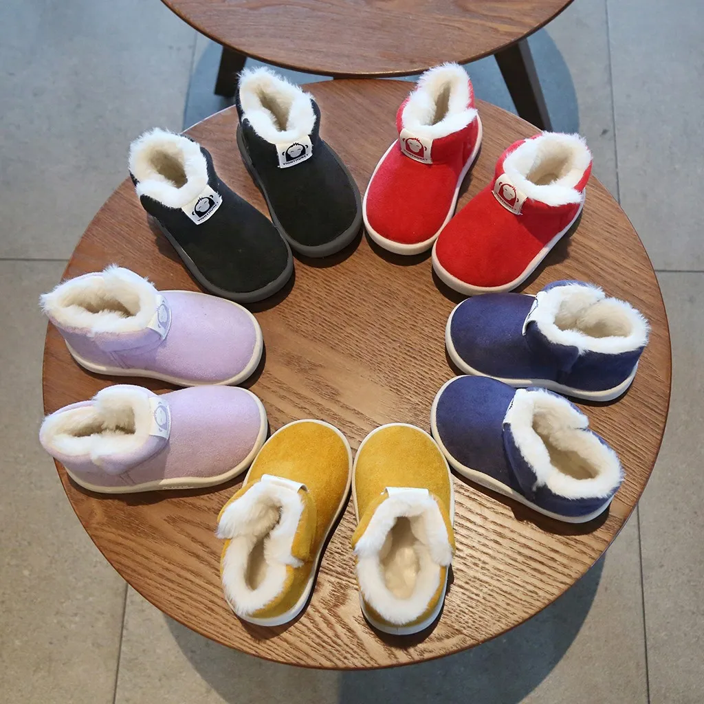 Модная одежда для малышей; обувь для маленьких мальчиков и девочек; короткие однотонные зимние теплые короткие ботинки с рисунком; ботиночки; детская обувь