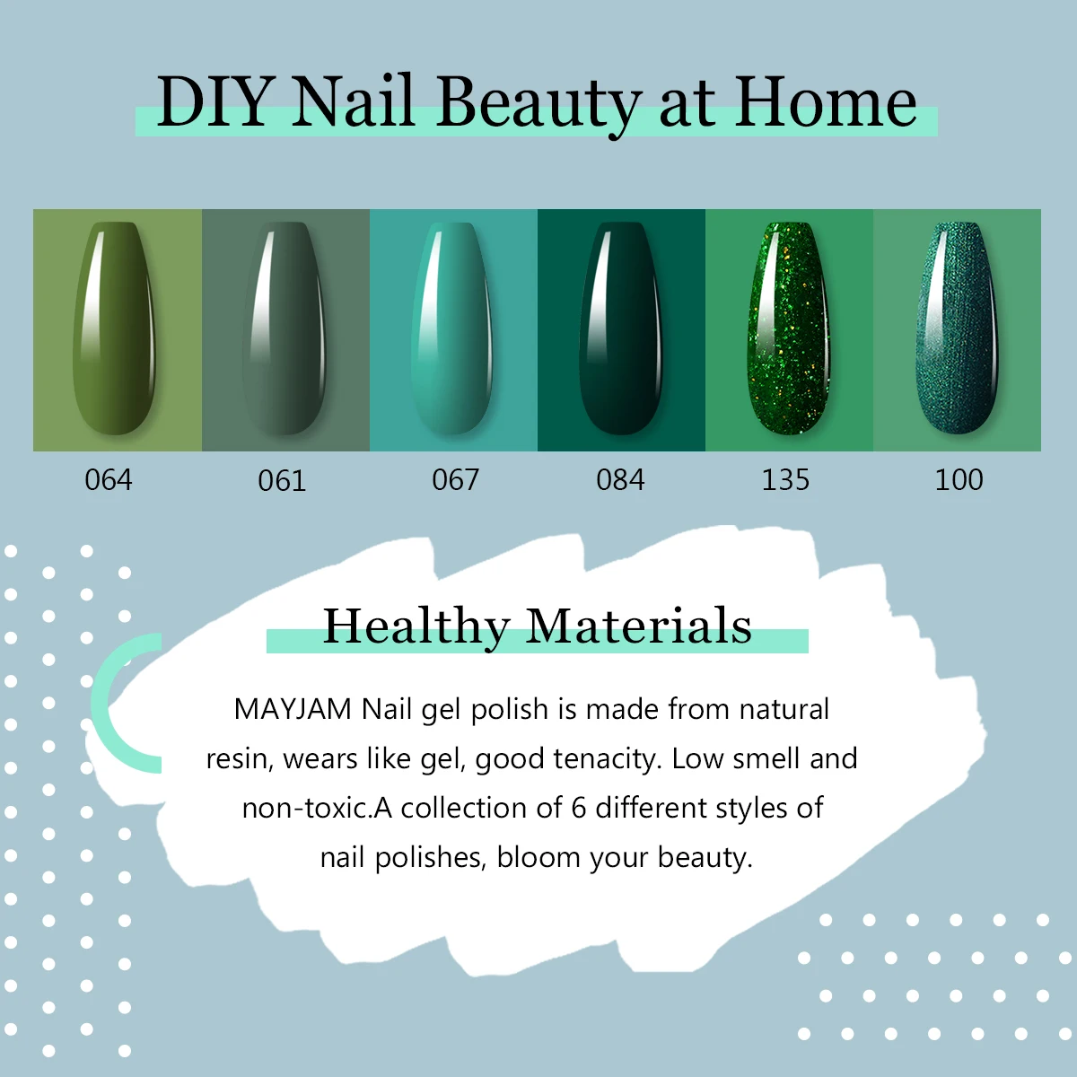 Gel Nail Polish Set All for Manicure Gel Kit Vernis Semi Permanent Varnish Hybrid 6pcs 8ml Natural Green Soak Off Gel Varnishes