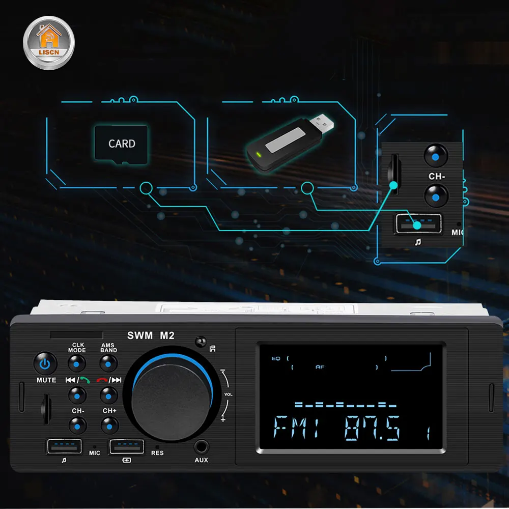 Автомобильная радиостанция, беспроводной fm-передатчик, Автомобильный MP3-плеер и радио, поддержка функции Bluetooth и аудио выход 5.RCA