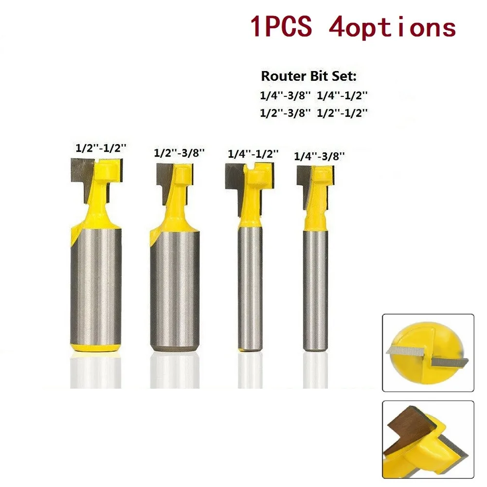 1pc 1/4'' 1/2'' Shank T Slot Milling Cutter Router Bit Bolt Key Hole