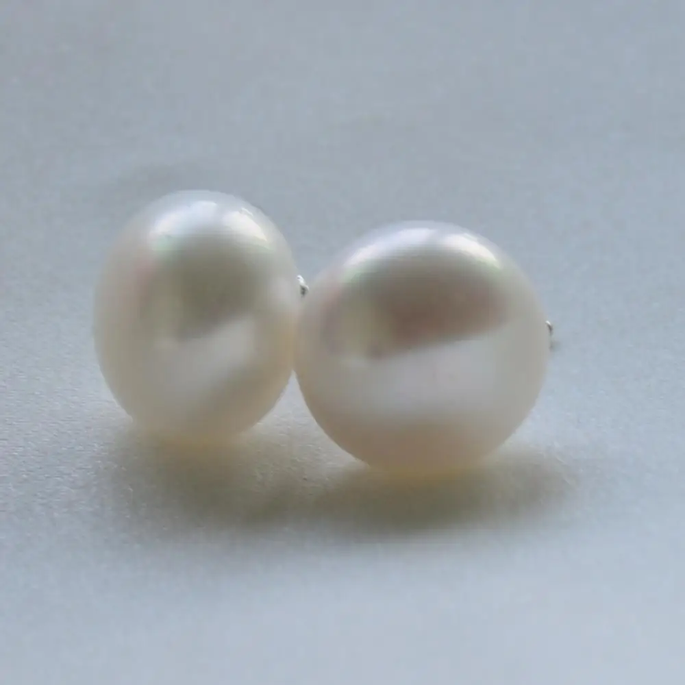 Huge pearl 13-14mm White freshwater stud earring for women | Украшения и аксессуары