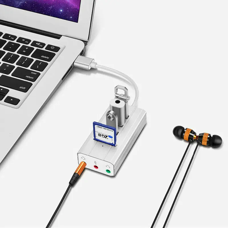 Type C usb хаб внешняя звуковая карта AUX Mic гарнитура TF SD адаптер для ноутбука