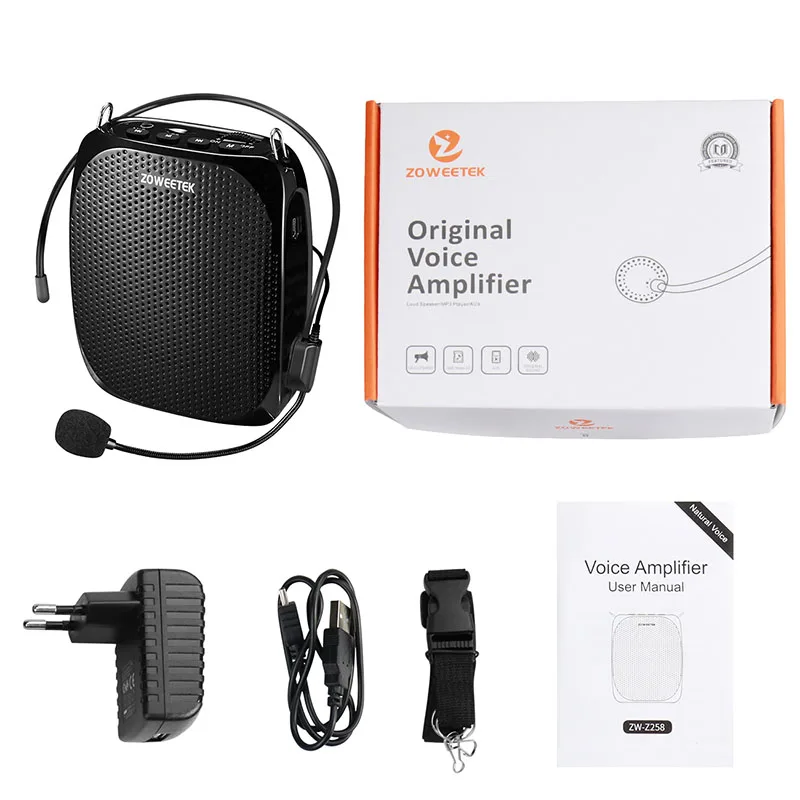 Zoweetek Portable Rechargeable Mini portable speaker mini bluetooth speaker with Wired Microphone for Teachers Supports MP3 Format Audio Z258