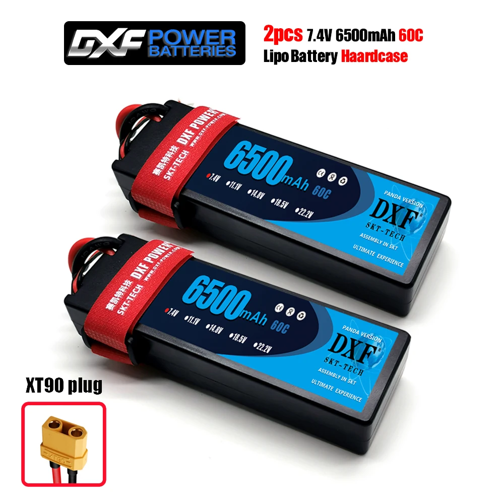 2PCS6500HARDXT90 2 шт. DXF Lipo Батарея 2S 3S 7,4 V 11,1 V 6500 мА/ч, 5200 мА/ч, 60C 120C 50C 100C AKKU LiPo Батарея для Rc вертолет RC автомобиль Лодка - Цвет: 2PCS6500HARDXT90